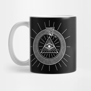 Ouroboros, all-seeing eye (White) Mug